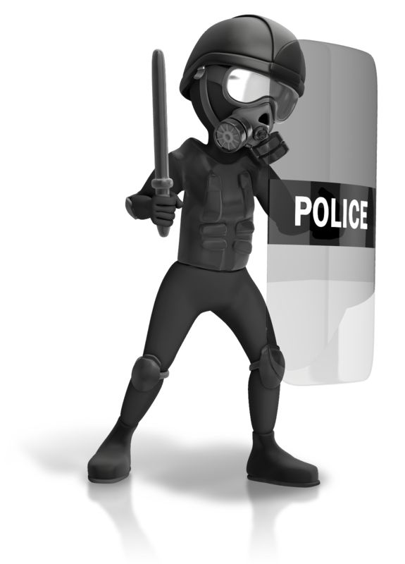 High-resolution clipart illustration of Riot Police Geared Up, designed for corporate facility safety compliance, residential property access control, and physical security asset management.