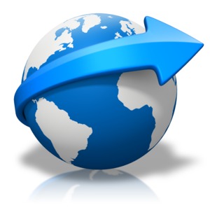World Arrow Curve PowerPoint clipart graphic preview.