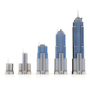 Business Building Bar Growth PowerPoint clipart graphic preview.