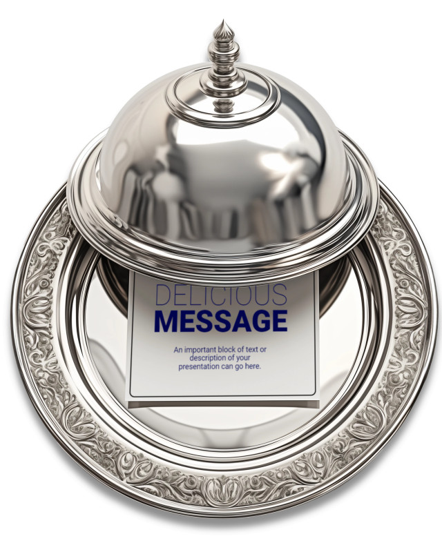 High-resolution customizable clipart of Elegant Silver Dinner Tray Clipart, designed for hospitality and restaurant menus, culinary arts marketing, and corporate catering event promotions.