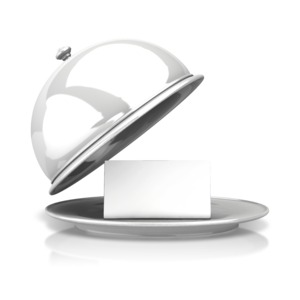 Silver Platter Message PowerPoint clipart graphic preview.