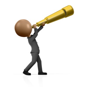 Busniess Man Telescope PowerPoint clipart graphic preview.