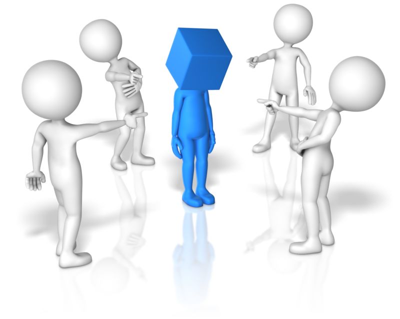 High-resolution clipart illustration of Figures Making Fun of Blockhead , designed for corporate facility safety compliance, residential property access control, and physical security asset management.