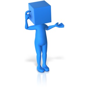 Blockhead Thinking PowerPoint clipart graphic preview.