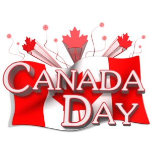 Canada Day Flag And Text PowerPoint clipart graphic preview.