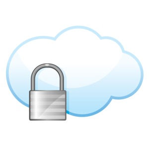 Cloud Security Lock PowerPoint clipart graphic preview.