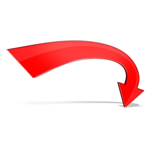 Stylized Curved Arrow PowerPoint clipart graphic preview.
