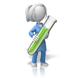 Lady Scientist With Test Tube PowerPoint clipart graphic preview.