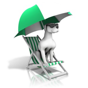Lounging Dog Days Summer PowerPoint clipart graphic preview.
