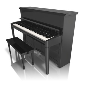 Upright Black Piano PowerPoint clipart graphic preview.