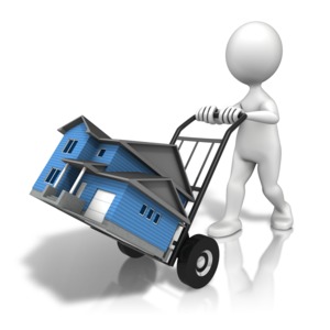 House Moving Cart PowerPoint clipart graphic preview.
