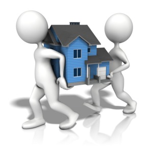 Figures Carrying House PowerPoint clipart graphic preview.