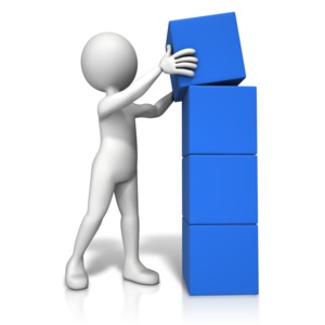 Four Stack Block Figure PowerPoint clipart graphic preview.