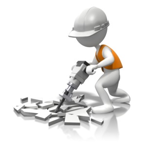 White Hard Hat Jackhammer The Concrete PowerPoint clipart graphic preview.