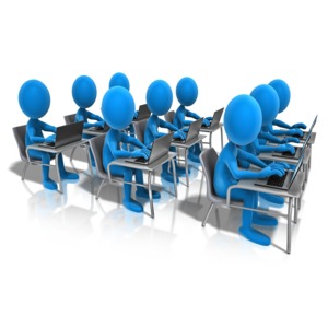 Students Laptop Classroom PowerPoint clipart graphic preview.