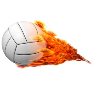Volleyball Flaming PowerPoint clipart graphic preview.