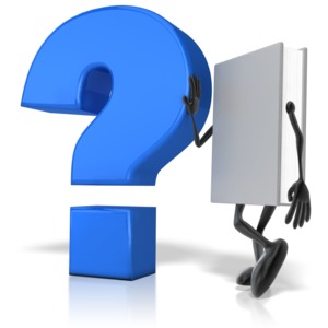 Book Leaning Against Question Mark PowerPoint clipart graphic preview.