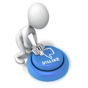 Figure Pushing Dislike Button PowerPoint clipart graphic preview.