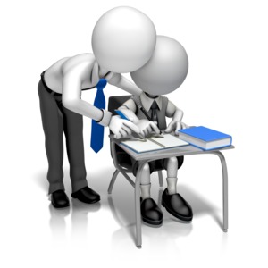 Man Teacher Helping PowerPoint clipart graphic preview.