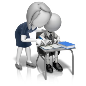 Woman Teacher Helping PowerPoint clipart graphic preview.