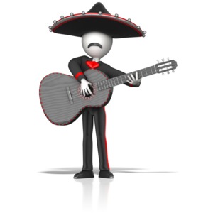 Mariachi Guitar Player PowerPoint clipart graphic preview.
