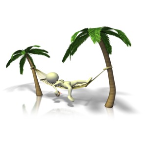 Figure Relaxing In Hammock PowerPoint clipart graphic preview.