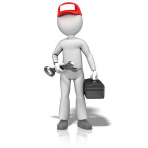 Fix It Guy Hold Wrench PowerPoint clipart graphic preview.
