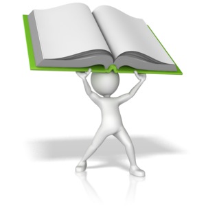 Stick Figure Holding Book Above His Head PowerPoint clipart graphic preview.