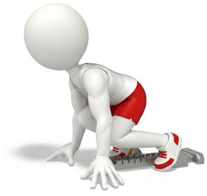 Stick Figure Starting Block PowerPoint clipart graphic preview.