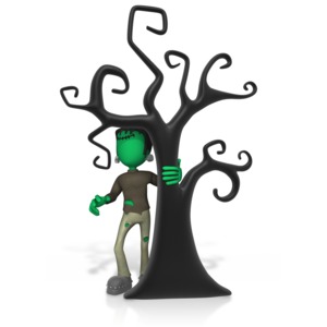 Monster By The Tree PowerPoint clipart graphic preview.