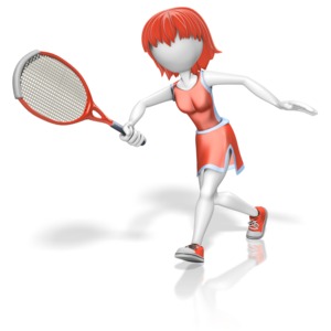 Stick Woman Tennis Player PowerPoint clipart graphic preview.