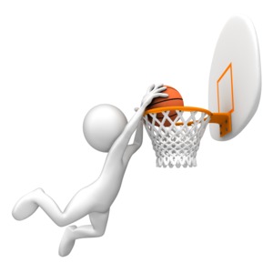 Dunking Basketball Rim PowerPoint clipart graphic preview.