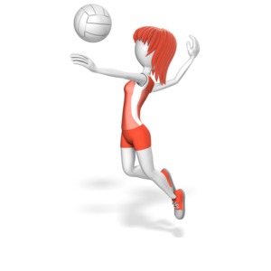 Stick Woman Volleyball PowerPoint clipart graphic preview.