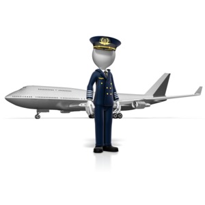 Pilot Standing In Front of Airplane PowerPoint clipart graphic preview.