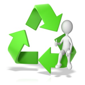 Recycle Symbol with a Stick Figure PowerPoint clipart graphic preview.