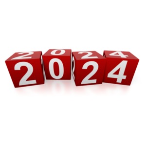 2024 Year in Blocks Illustration - Customizable PowerPoint clipart graphic preview.