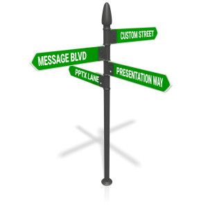 Custom Four Street Sign Customizable PowerPoint clipart graphic preview.
