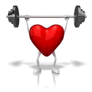 Exercising Weights Heart PowerPoint clipart graphic preview.