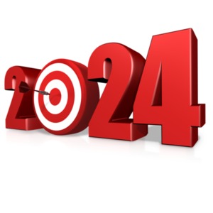 2024 Year Bullseye Illustration - Customizable PowerPoint clipart graphic preview.