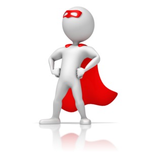 Masked Superhero Standing Strong PowerPoint clipart graphic preview.