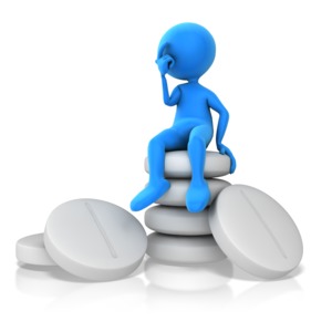 Stick Figure Sitting On Pills PowerPoint clipart graphic preview.