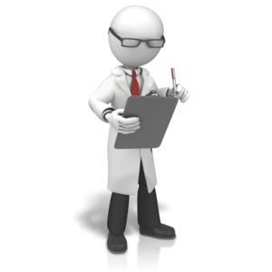 Scientist Looking To Clipboard PowerPoint clipart graphic preview.