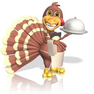 Turkey Waiter PowerPoint clipart graphic preview.