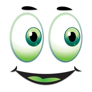 Happy Face Looking Over To Side PowerPoint clipart graphic preview.