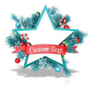 Christmas Star Banner Customizable PowerPoint clipart graphic preview.