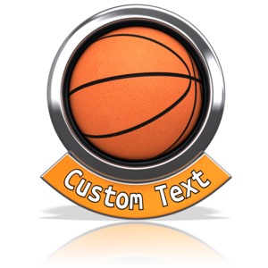 Basketball Chrome Banner Customizable PowerPoint clipart graphic preview.