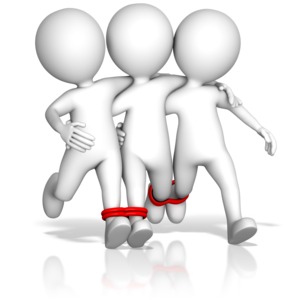 Four Legged Teamwork Race PowerPoint clipart graphic preview.