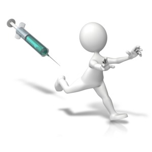 Figure Running Scared Syringe PowerPoint clipart graphic preview.