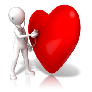 Listening To Large Heart PowerPoint clipart graphic preview.