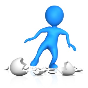 Figure Walking On Egg Shells PowerPoint clipart graphic preview.